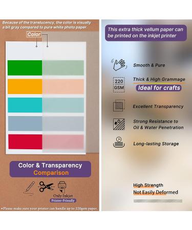 Extra Thick Vellum Paper  Oplymio 220GSM 8.5 x 11 inches Printable Vellum Paper for Scrapbook  Ink Work  Junk Journal  Stencil (30 Sheets) - Buy Online on GoSupps.com
