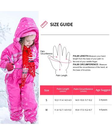 Andake Kids Ski Mittens Gloves | Waterproof & Breathable | Winter Warm Snow Gloves for Ages 4-6 | Toddler Baby Girls and Boys 4-6Y - Pink - Buy Online on GoSupps.com