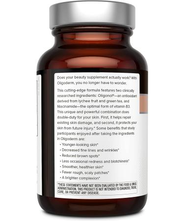 Oligoderm Premium Skin Support Supplement with Oligonol & Niacinamide - 60 Capsules - Buy Online on GoSupps.com