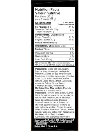 KIND Breakfast Bars Dark Chocolate Cocoa Gluten Free 1.8 Ounce 20 Count - Buy Online on GoSupps.com