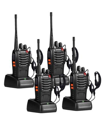 pxton Walkie Talkies Long Range for Adults with Earpieces,16 Channel Walky Talky Rechargeable Handheld Two Way Radios with Flashlight Li-ion Battery and Charger(4 Pack)
