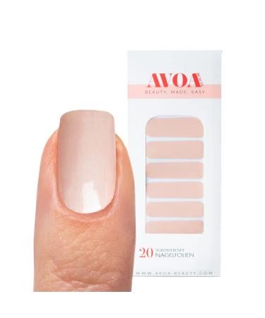 Avoa Beauty nail film -"Skinny Dipping" beige skin color nude monochrome design 20 thin self -adhesive long -lasting nail wraps