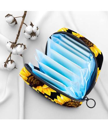 Sunflower Black Menstrual Pad Storage Bag - Portable & Stylish Period Pouch for Girls & Women - Buy Online on GoSupps.com