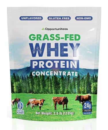 Grass Fed Whey Protein Powder Concentrate - Unflavored & Unsweetened - Pure Protein Supplement for Drink, Smoothie, Shake, Cooking & Baking - Non GMO, Hormone Free & Gluten Free - 2.5 Pound Unflavored 2.5 Pound (Pack of 1)