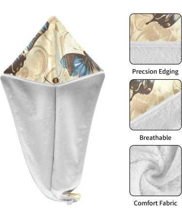 Ethnic Butterflies Hair Towel 2 Pack - Super Absorbent Quick Drying Turbans for Women & Girls - Buy Online on GoSupps.com