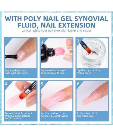 Morovan Poly Gel Slip Solution Kit - 4oz Anti-Stick Extension Gel with Base Coat, Top Coat, and Nail Cleaner - Poly Gel Nail Kit Essential - Buy Online on GoSupps.com