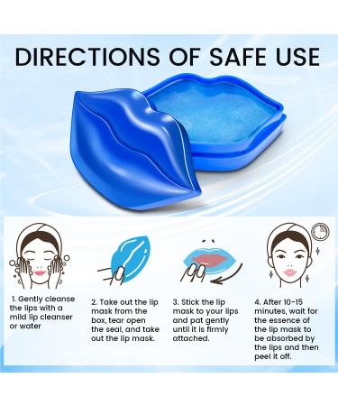 AOAO Lip Mask Overnight Hydrolyzed Collagen & Sodium Hyaluronate Gel Pads for Intensive Moisture Repairing Chapped Lips and Reducing Wrinkles Daily Lip Care for Smoothing 20Pcs (Blue) - Buy Online on GoSupps.com