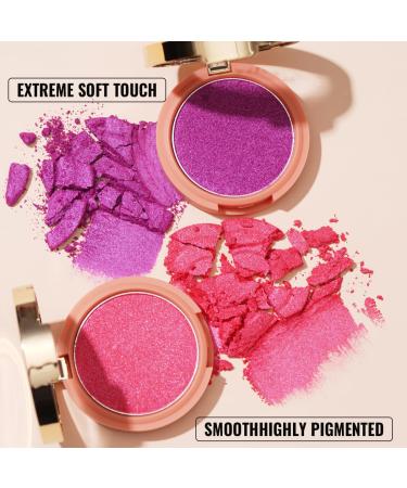 Oulac Rouge Powder Blush - Vegan Highly Pigmented Durable Hot Pink & Purple Sheen - 4.8g f11 Heat | International Shipping - Buy Online on GoSupps.com