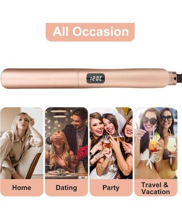 2 in 1 Travel Hair Straightener & Curling Iron - Ceramic Waves LCD Display - Perfect for Long & Short Hair - International Shipping - Buy Online on GoSupps.com