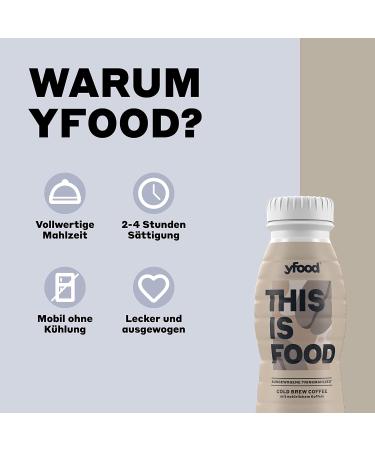 YFOOD Cold Brew Coffee Drink - On-the-Go Meal Replacement 23g Protein 26 Vitamins & Minerals 8 Pack (330ml) - 2 Deposit Included - Buy Online on GoSupps.com