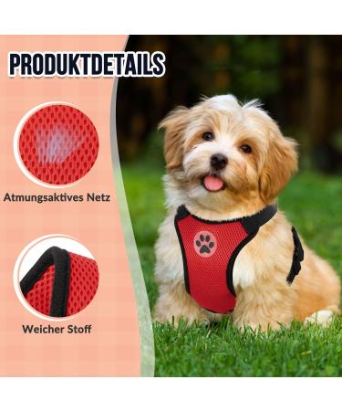 Slowton No Pull Dog Harness - Soft Padded & Breathable for Small to Medium Dogs - Safe & Comfortable - Red - Buy Online on GoSupps.com