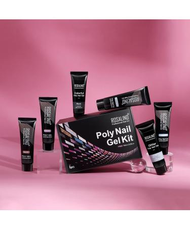 ROSALIND Poly Nail Gel Set Clear Pink Poly Nail Gel Colours 6PCS Poly Extension for Nails Poly Clear Gel Poly Builder Easy Nail DIY at Home for Nail Enhancement Art Design 1-white Nude Pink - Buy Online on GoSupps.com