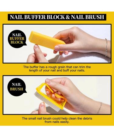 FANDAMEI 12pcs Nail Files Set with Cuticle Nipper, Buffer, Pusher, Remover Tool Manicure Kit Yellow - Buy Online on GoSupps.com