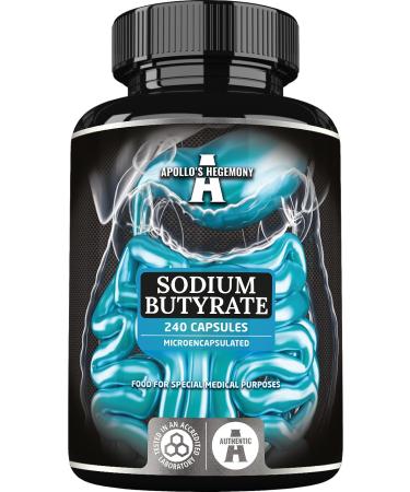 Sodium Butyrate High Dose 570 mg (30% Butyric Acid) 240 Vegan Capsules 8 Month Supply Sodium Supplement to Support Intestinal Barrier Regeneration - by Apollo's Hegemony
