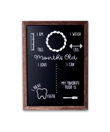 Baby Monthly Milestone Chalkboard | 12" x 16" Wood Framed Reusable Monthly Baby Milestone Board | Baby Calendar First Year