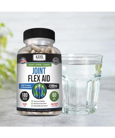 Kaya Naturals Flex Aid - Mobility Support Supplement for Men and Women - Turmeric Capsules with Glucosamine Sulfate Boswellia Serrata and MSM - for Knee Support and Mobility Health - 180 Count 180 Count (Pack of 1) - Buy Online on GoSupps.com