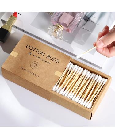 200 Count Eco-Friendly Bamboo Cotton Swabs | Wooden Buds with Double Tips | Plastic-Free & Natural | Kraft Paper Box (Drawer Box) Included - Buy Online on GoSupps.com