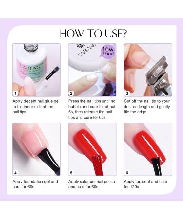 Saviland 500 Pcs Square Nail Tip & Glue Gel Kit with Mini UV LED Lamp - DIY Acrylic Nail Extension Set - Buy Online on GoSupps.com