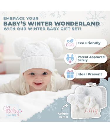Personalised Baby Shower Gifts | Newborn Baby Winter Essentials Set with Hat, Blanket, Booties, Gloves | Custom New Baby Gifts - Buy Online on GoSupps.com