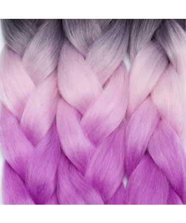Tess Braids Extensions | 60 cm Jumbo Kanekalon Hair - Black Pink Purple & Blue 3 Pack for Box Braids - Buy Online on GoSupps.com