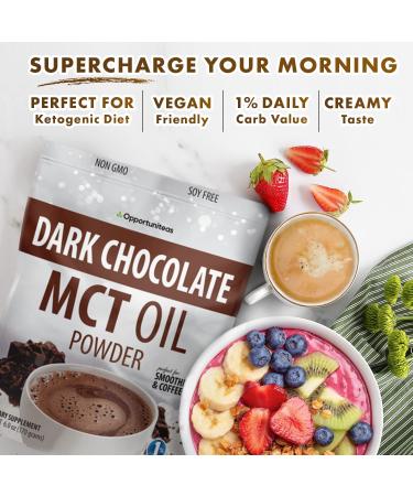 Opportuniteas MCT Oil Powder Dark Chocolate 6 oz - Keto Creamer for Coffee, Tea, Drinks & Smoothies - Boost Energy & Mental Focus - Ketogenic Diet Supplement - Gluten Free & Non-GMO - Buy Online on GoSupps.com