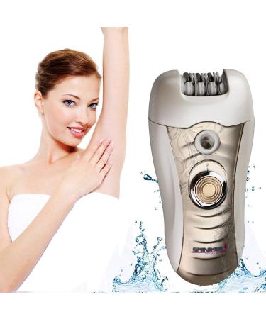Sminiker 3 in 1 Lady Rechargeable Hair Removal Kit - Waterproof Bikini Trimmer, Epilator, Callus Remover - LED Shaver for Arms, Underarms, Bikini Line & Legs (Gold) - Buy Online on GoSupps.com
