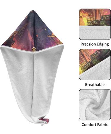 Buy Sailboat Hair Towel 2 Pack - Super Absorbent Quick Dry Hair Turbans for Women & Girls | Perfect Hair Drying Solution - Buy Online on GoSupps.com
