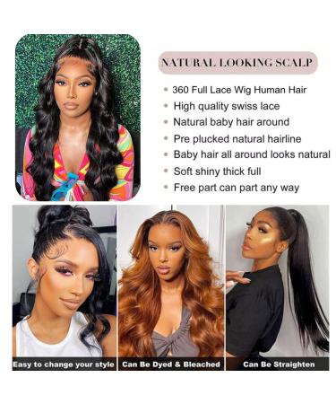20 Inch Body Wave 360 Lace Front Human Hair Wig | Brazilian Virgin HD | Pre Plucked 150% Density - Buy Online on GoSupps.com