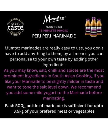 Mumtaz PERI PERI Marinade Sauce - Pack of 3x500g 15 Minute Magic Marinade Medium Spiced BBQ-Grill-Roast-Stir or Air fry All Natural Ingredients Gluten Free Vegan Friendly. - Buy Online on GoSupps.com