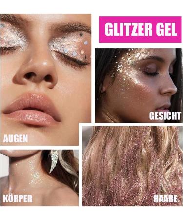  EONFAVE Festival Chunky Mermaid Glitter Body Gel Face/Hair/Body Lotion Sequins Liquid Glitter Mermaid Eyeshadow Sparkling Glitter for Party Masquerade Birthday - Buy Online on GoSupps.com