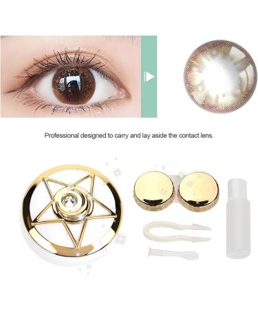 Portable Pentagram Contact Lens Container with Mirror - Gold Travel Holder & Equipment Box - Buy Online on GoSupps.com
