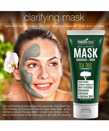 Oleavine Clarifying Mud Mask with Dead Sea Minerals, Activated Charcoal & Tea Tree - Face & Body TheraTree - Buy Online on GoSupps.com