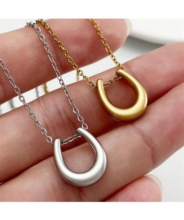 OralGos Horseshoe Necklace for Women - U Shape Wedding Jewelry | Perfect Valentine's Day Anniversary & Birthday Gift in Gold - Buy Online on GoSupps.com