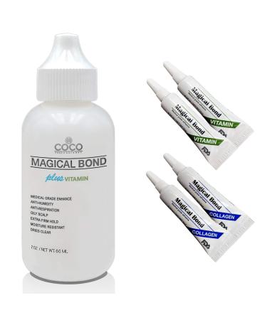 Magical Bond Plus Vitamin 2 oz. Extra Firm Hold Adhesive (+4 Trial Repair Kit) for Lace Wigs and Hair Pieces/Lace Glue/Wig Glue/Hair Glue