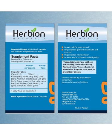 HERBION Naturals Gastro-intestinal Support Herbal Blend for Upset Stomach Relief Gastrointestinal Health and Function Occasional Acid Indigestion Healthy Intestinal Flora 60 Vegicaps - Pack of 3 180 Count (Pack of 3) - Buy Online on GoSupps.com