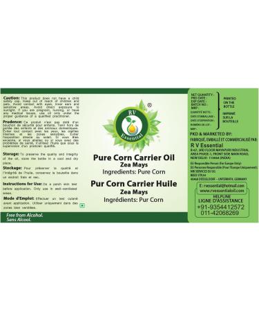 R V Essential Pure Corn Carrier Oil 50ml (1.69oz)- Zea Mays (100% Pure and Natural Cold Pressed) 1.69 Fl Oz (Pack of 1) - Buy Online on GoSupps.com