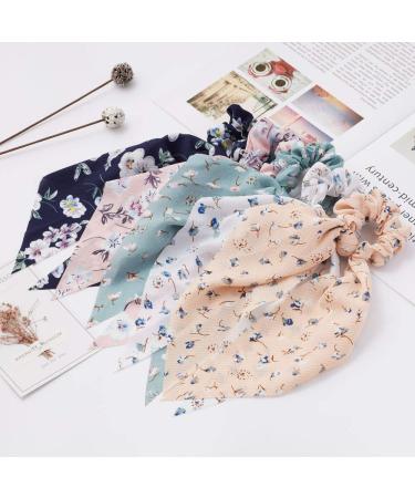 Sunaction Floral Chiffon Hair Scarf Scrunchies - 12 Pcs Ponytail Holders & Hair Ties - Buy Online on GoSupps.com