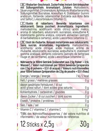 Intick Sugar-Free Instant Drink - Rhubarb Flavor | Vegan Low-Calorie Beverage Powder | 12 x 0.5-1 L Packs | Rich in Vitamin C - Buy Online on GoSupps.com