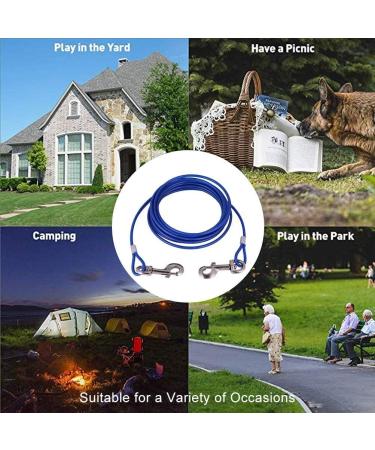 GOTOTOP Heavy Duty Chew Proof Dog Tie Out Cable - 16.4ft Double Heads Chew Resistant Leash for Outdoor Safety - Blue - Buy Online on GoSupps.com