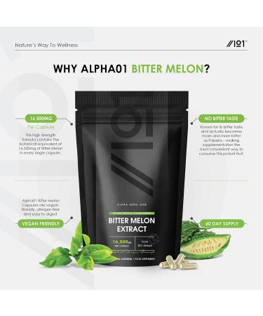 Bitter Melon Extract 500mg High Strength Formula - 60 Vegan Capsules | Non GMO, Gluten Free, Halal - Buy Online on GoSupps.com