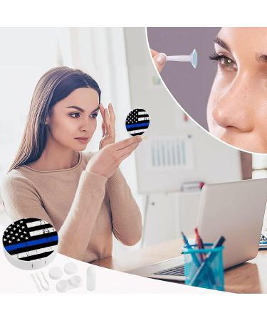 American Blue Line USA Police Stars Flag Contact Lens Case Kit | Eye Care Holder with Mirror Tweezers & Solution Bottle | Ideal for Travel & Home - Buy Online on GoSupps.com