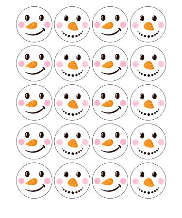 edible 20 x Christmas Snowman cupcake toppers uncut Pink (wafer paper) Rice Paper