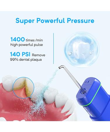 Enpuly Cordless Water Flosser | Rechargeable Dental Oral Irrigator - 4 Jet Tips, 3 Modes, IPX8 Waterproof - Mini Portable for Travel & Home (Dazzling Blue) - Buy Online on GoSupps.com