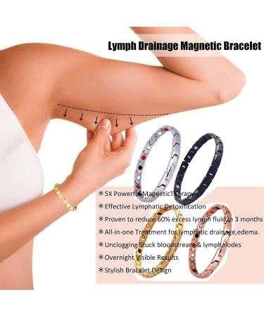 Rtcald Lymph Drainage Magnet Bracelet | Ultra Strong Magnetic Field Therapy for Weight Loss | Stylish Silver Energy Health Arm Bands - Buy Online on GoSupps.com