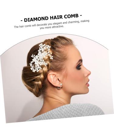 Ipetboom Flower Rhinestone Hair Comb Tiara Floral Hair Accessories Rhinestone Headpiece Bridal Side Flower Hair Comb Creative Hair Comb Women Hair Comb White Bride Plastic Hair up Wedding - Buy Online on GoSupps.com