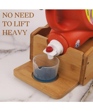 Bamboo Laundry Detergent Holder with Cup Tray - Angled Organizer with Strap for Laundry Room by HTB | Eco-Friendly Storage Solution - Buy Online on GoSupps.com