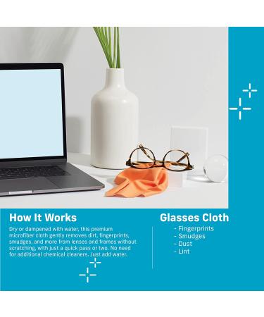 E-Cloth Premium Microfiber Glasses Cleaning Cloth - Ideal for Eyeglasses and Lenses - Washable, Reusable - 100 Wash Guarantee - 3 Pack - Buy Online on GoSupps.com