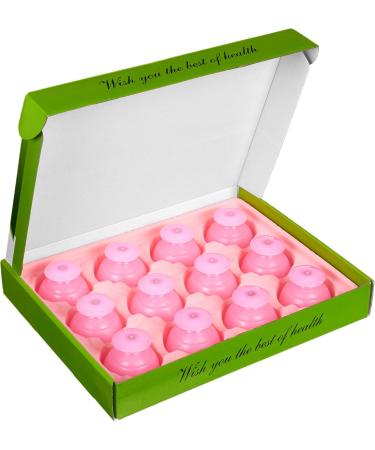 Scarlet Health Cupping Glass Campana Med Set | 12 BPA-Free Silicone Bells for Professional Massage | 45mm Diameter | Ideal for Men & Women - Pink - Buy Online on GoSupps.com