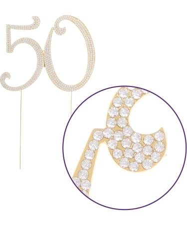 50 Cake Topper for 50th Birthday or Anniversary - Rhinestone Metal Party Decoration (Gold) - Buy Online on GoSupps.com