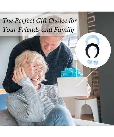 Sponge Spa Headband 2 Pack for Women & Girls - Terry Cloth Hair Band for Skincare & Makeup Removal - Black & Blue - Free Size - Buy Online on GoSupps.com